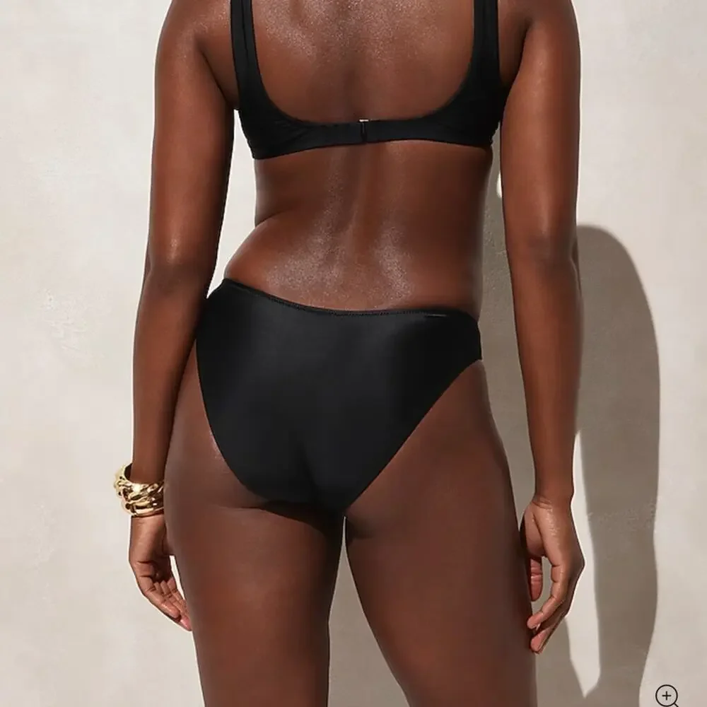 J Crew 90s High Leg Bikini Bottoms Black Size 3X
